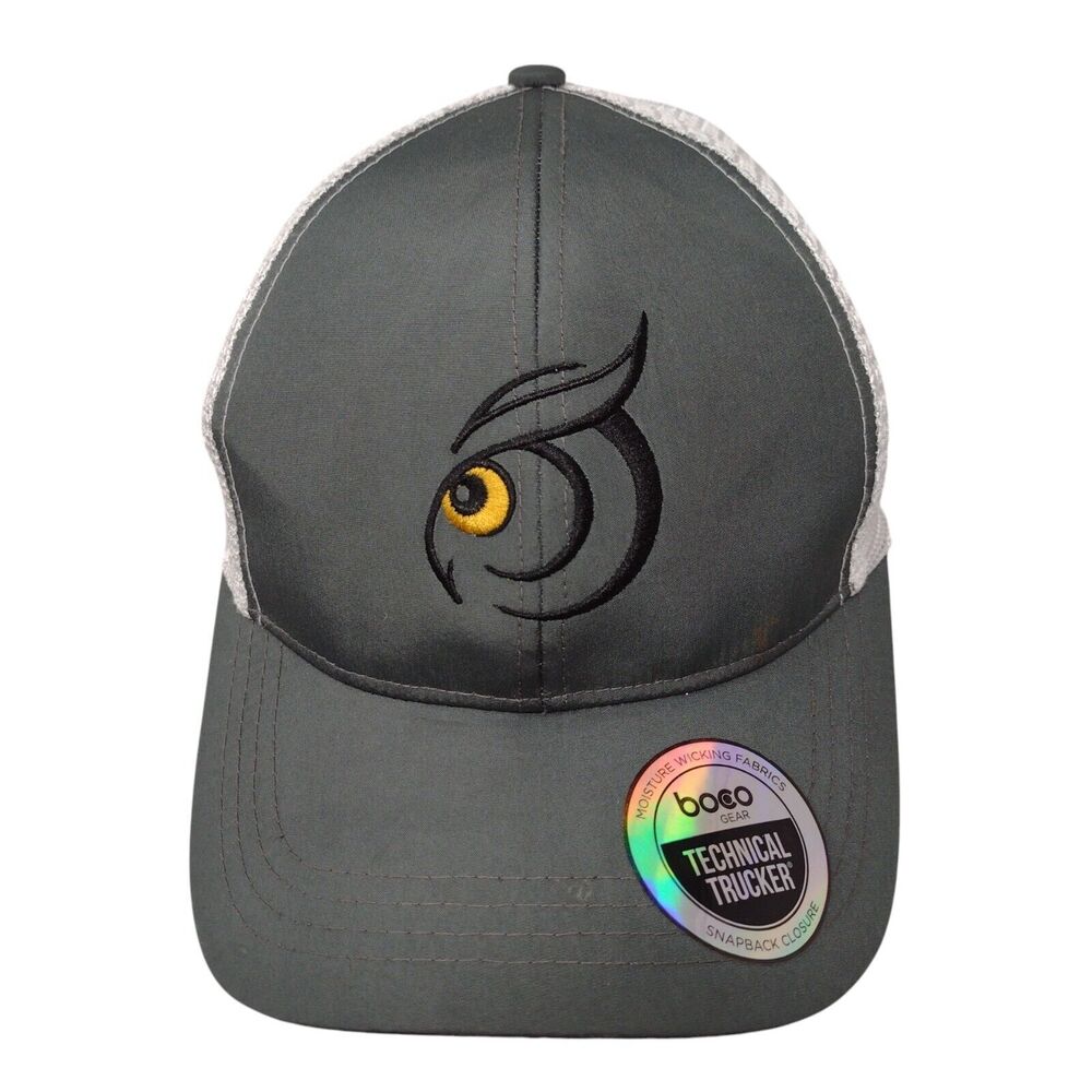 Boco Snapback Mesh Back Trucker Hat Gray OSFM Embroidered Perched.io